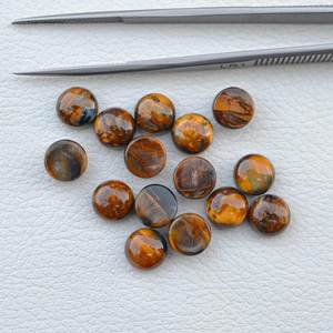Piedra de Pietersita Dorada Natural de Primera Calidad de 7 mm, Cabujón Redondo Liso, Gema Suelta Hecha a Mano, Productos Más Vendidos - Product Image 2