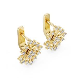 Pendientes de Aro con Diseño Floral, Diamantes Naturales de Corte Brillante, Oro de 18K, Certificados por VDS IGI |   Anillo de Diamantes Blancos de Moda para Mujer, Color H, 4.5g - Product Image 3