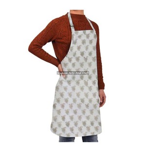 <b>Chef</b> <b>Aprons</b> Indian Block-Printed 100% Breathable Kitchen <b>Apron</b> For Sale For <b>Chefs</b> Home Restaurants Hotels - Product Image 5