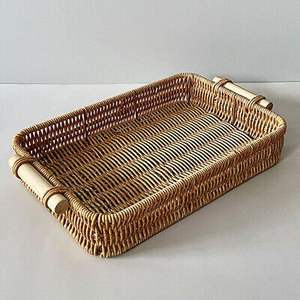 Plateau en osier artisanal, plateau en rotin de qualité export, plateau en osier en gros, fournisseur de plateaux en rotin en vrac, plateau avec logo personnalisé - Product Image 4