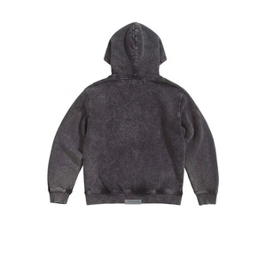 Sudadera con capucha de mezclilla vintage para hombre, lavado a la piedra, estilo pesado, con media cremallera, chaqueta de mezclilla oversize con mangas cargo, ideal para invierno. - Product Image 2