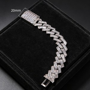 Pulsera Hip Hop de Plata de Ley 925 con Moissanita y Diamantes de Corte Baguette, Estilo Cubano Iced Out, para Uso Unisex - Product Image 3