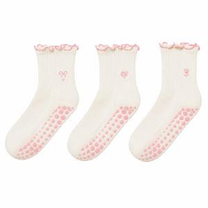Wholesale Ruffled Bow <b>Grip</b> <b>Socks</b> with Custom Logo Factory High Quality Pilates Yoga <b>Socks</b> with Logo on Bottom - Product Image 2