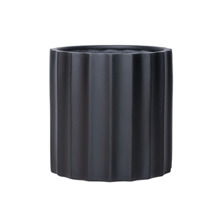 Elegant Matte Black Reeded Cylinder Planter Fiberglass Set of Four Nesting Pots Indoor Outdoor Home <b>Garden</b> Decoration - Product Image 6