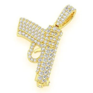 Collar con Colgante de Pistola Personalizado de Moda Hip Hop para Hombre, Chapado en Oro, con Diamantes Naturales de Corte Brillante, Joyería Fina - Product Image 2