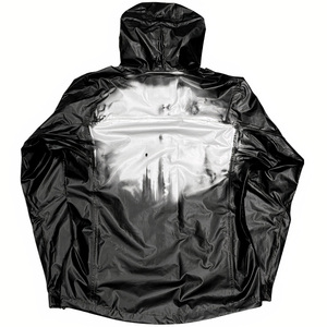 Men's Long Front Thin Coated Thermochromic Hooded Windbreaker <b>Jacket</b> HeatResponsive WaterReactive ColorChanging - Product Image 3