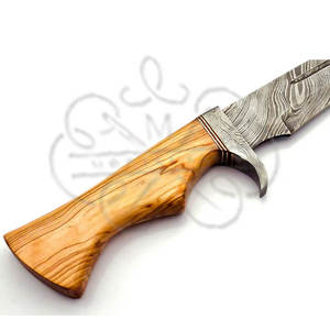 Cuchillo Bowie de Acero de Damasco Hecho a Mano, Hoja Afilada con Funda de Cuero, 256 Capas - Product Image 2