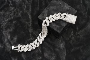 Premium Baguette Lab Grown Cuban <b>Chain</b> Bracelet Featuring Hand Set <b>Diamond</b> Look Stones Luxury Statement Jewelry for <b>Men</b> - Product Image 3