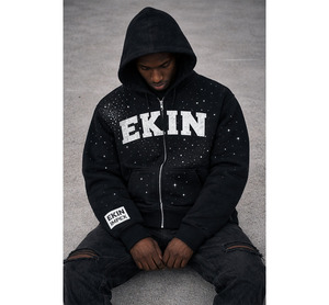 Vente en gros de sweats à capuche zippés avec strass, design entièrement scintillant, style Y2K, manches et poches premium ornées de strass, style streetwear, OEM - Product Image 3