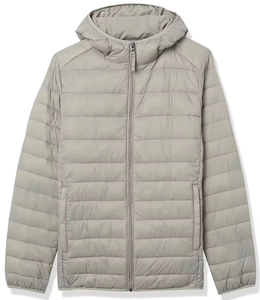 <b>Men</b> Plus Size Hooded Puffer <b>Jacket</b> Light Grey Winter Quilted Insulated Coat Full Zip Casual Warm Outdoor Outerwear - Product Image 6