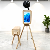 Photobooth en bois vintage avec écran de 18,5 pouces pour appareil photo reflex numérique, idéal pour fêtes et mariages - Prix compétitif