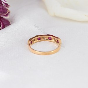 แหวนเพชรทับทิมธรรมชาติ ทองคำแท้ 14K แหวนแต่งงาน แหวนทับทิมแท้สำหรับวันครบรอบ - Product Image 3