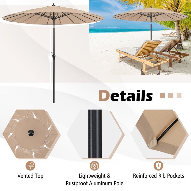 9 Ft Round Polyester Patio Umbrella with 18 Fiberglass Ribs Aluminum Pole  Outdoor Furniture Accessory Contemporary Design| Alibaba.com