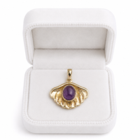 Pendentif Coquillage en Améthyste Naturelle, Orné de Pierres Précieuses, Thème Océan, Collier Coquillage, Bijou de Plage, Cadeau pour Femme