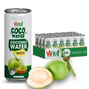 Eau de coco sans sucre avec purée de matcha, canette 320ml, vente en gros, marque privée, échantillon gratuit, fabricant vietnamien - Product Image 1
