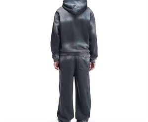 Unisex Tracksuit Hooded Full <b>Sleeve</b> Solid Color <b>Sweatshirt</b> Pants 100% Cotton Breathable Casual Autumn Wear - Product Image 2
