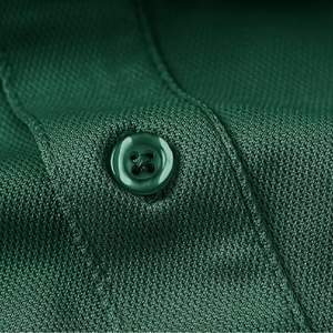 Men's Green Short Sleeve Oxford <b>Polo</b> <b>Shirt</b> <b>With</b> <b>Pocket</b> Casual Solid Color Regular Fit Woven Style - Product Image 2