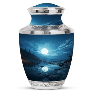 Urne funéraire bleue inspirée de la lune pour cendres d'adultes, urne commémorative pour cendres humaines, souvenir décoratif, hommage - Product Image 1