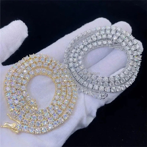 Colliers en or plaqué avec diamants certifiés IGI, chaînes fines hip-hop, chaînes tennis tendance pour hommes, chaînes en argent sterling 925 avec pierres précieuses RB - Product Image 1