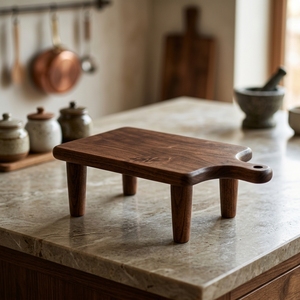 Planche à découper en teck style ferme avec pieds, plateau de service décoratif en bois pour tapas, charcuterie artisanale et préparation culinaire - Product Image 2