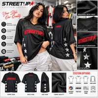 Maillot de football américain noir et blanc unisexe, grande taille, en maille, avec numéro et motif étoile, coupe oversize, streetwear, col en V, respirant