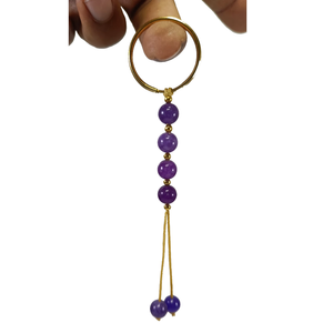 High quality Crystal Keychain Amethyst Round Beads <b>Key</b> Chine Natural Stone <b>Key</b> <b>Holder</b> Gifts for Women <b>Key</b> <b>Chain</b> wholesale - Product Image 2