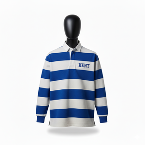 Polo de rugby 100 % coton molletonné uni à manches longues, léger et respirant, 330 GSM, pour homme, avec logo brodé personnalisé, OEM, vente chaude - Product Image 2