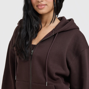 Sudadera con capucha de punto para mujer, informal, con cremallera, a la moda, deportiva, holgada, de manga larga, color verde claro - Product Image 6