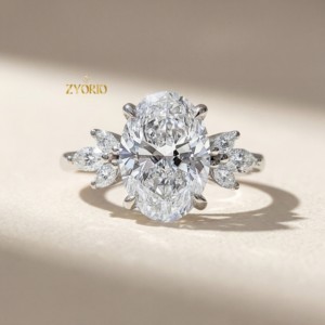 14K Gold Oval Cut Lab Grown Diamond Engagement <b>Ring</b> Trendy Designer Wedding <b>Ring</b> Women Luxury Fine Jewelry <b>Custom</b> <b>Ring</b> - Product Image 4