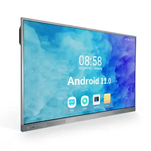 55 65 75 86 98 100 inci SKD CKD Android 12/13 papan pintar interaktif panel datar papan tulis sekolah dengan rak dan kamera