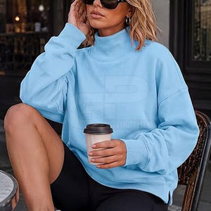 Sudadera de cuello alto para mujer, personalizada, de forro polar, manga larga, informal, cálida, deportiva, ropa de calle, para invierno - Product Image 3