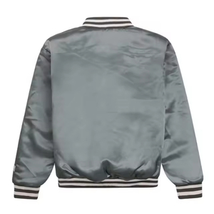 Chaqueta Varsity Negra para Hombre, Color Sólido, Cuello Camisero, Corte Regular, para Otoño, Forro de Satén, Material de Poliéster - Product Image 4