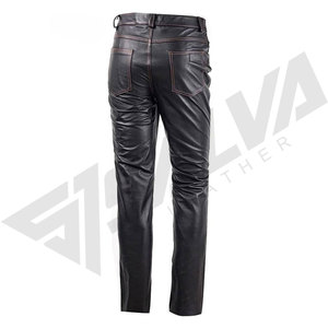 Pantalones de Motocicleta de Cuero Premium SALVA LEATHER, Impermeables, para Invierno, con Forro de Satén, Corte Casual, 4 Bolsillos, Cordón Ajustable, Color Negro - Product Image 4