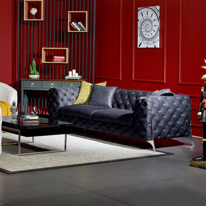 Traditional Luxury PU Leather Chesterfield Sofa Button Tufted Sectional 3 Seater Living Room Furniture - Product Image 3