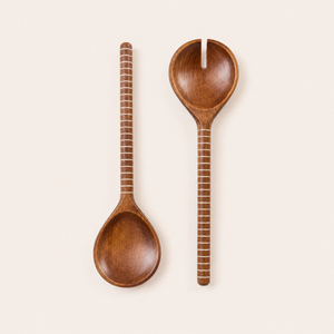 Handcrafted Acacia Wood <b>Salad</b> Server Set with Resin Detail handles Eco-friendly Wooden Serving Spoon & Fork for Home & Hotel - Product Image 2