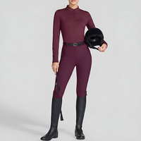 Vêtement de base d'équitation pour femmes, en spandex/polyester, fermeture éclair intégrale, léger, respirant, confortable, pour l'entraînement
