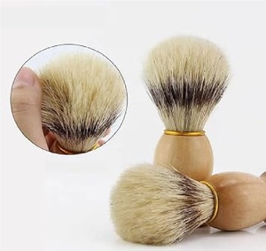 Brosse à barbe en poils de sanglier avec manche en bois, outils de rasage et de nettoyage du visage, logo personnalisé, vente en gros - Product Image 3