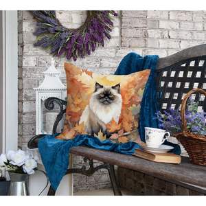 Himalayan <b>Cat</b> in Fall Leaves Decorative Pillow 18Hx18W Machine Washable for Indoor & Outdoor for <b>Couch</b> Bed & Patio Decor - Product Image 4