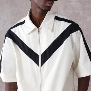 New Fashion Men's Casual Sports Two-Piece <b>Set</b> Summer Solid Breathable White & Black Side Stripe Trendy <b>Knit</b> 3D Printed Tracksuit - Product Image 4