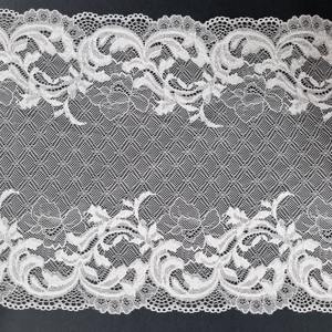 Tela de Encaje Elástico Floral de 24 cm, Ligera, Color Personalizado, Nailon y Spandex, Borde Festoneado, para Lencería, Vestido de Novia, Uso Versátil - Product Image 1