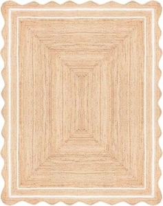 High Quality Braided <b>Jute</b> <b>Rug</b> Handmade Washable Pet Friendly Modern Rectangle Scalloped Travel Picnic Home Use - Product Image 6