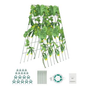 Set di tralicci pieghevoli in metallo per cetrioli da 39 x 32 pollici con fascette a torsione per piante rampicanti (3 piedi, spessore 5 mm) - Product Image 1