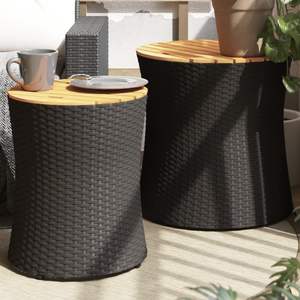 Mesa auxiliar de jardín para exteriores en negro y marrón - Product Image 1