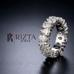 Anillo de Eternidad Clásico Vintage con Diamantes de Corte Pera, Certificado por IGI, Oro Amarillo de 18K, Engaste de Garras, para Bodas y Fiestas - Product Image 5