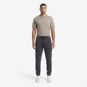 Pantalon de jogging fuselé pour homme en toile de canard double genouillère, délavé à l'acide, 450 GSM, lourd, durable, infroissable et respirant - Product Image 1