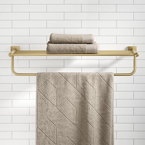 ชั้นวางผ้าขนหนูโลหะสองชั้นติดผนังทนสนิมที่เก็บของในห้องน้ำสไตล์มินิมอล - Product Image 1