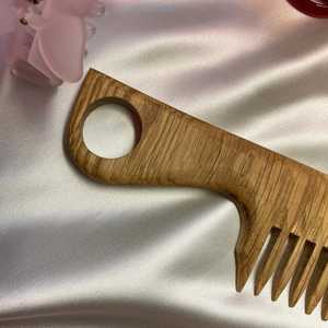 Natural Wooden Comb with Smooth Finish Wide Tooth Hair Detangler <b>Beard</b> Comb for Men Women and Professional Salon Hair <b>Care</b> - Product Image 3