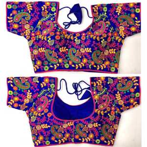 FIL DE SOIE DESIGNER AVEC MIROIR TRAVAIL PRÊT À PORTER BLOUSE BLEU - Product Image 1