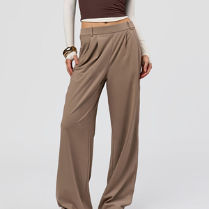 Pantalones de Pierna Ancha de Cintura Alta para Mujer, Satinados, Holgados, Plisados, Largos, de Color Sólido, Estilo Minimalista Otoñal - Product Image 1