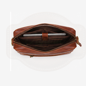 Sac bandoulière unisexe élégant en cuir véritable vieilli de qualité supérieure ORAGANIC LEATHER, idéal pour les affaires - Product Image 2